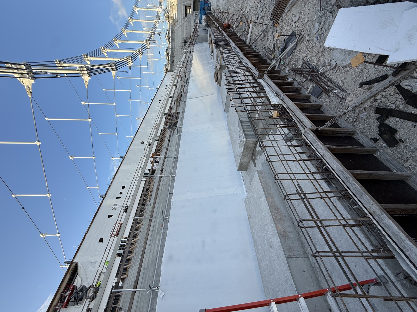 Stadium interior seating levels with Elastowrap enclosure during construction